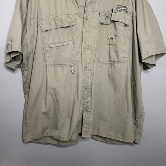 Eddie Bauer Shirt Men's 3XL Green Fishing Outdoor Vented Short Sleeve Button Up - Picture 2 of 4